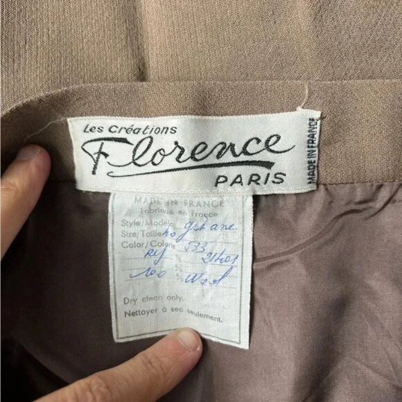 Vintage wool high waist ruffle hem pencil skirt made in France - Picture 3 of 12